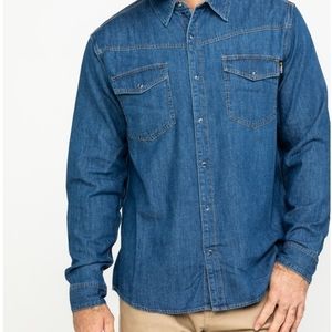 HAWX Work Gear Stonewashed  Denim Snap Long Sleeve Shirt Button-Down Size XLT
